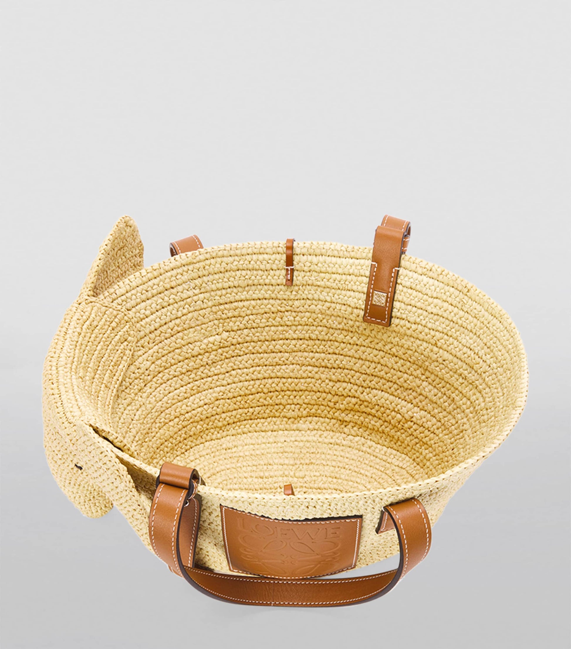 LOEWE Beige Small Woven Elephant Basket Tote Bag