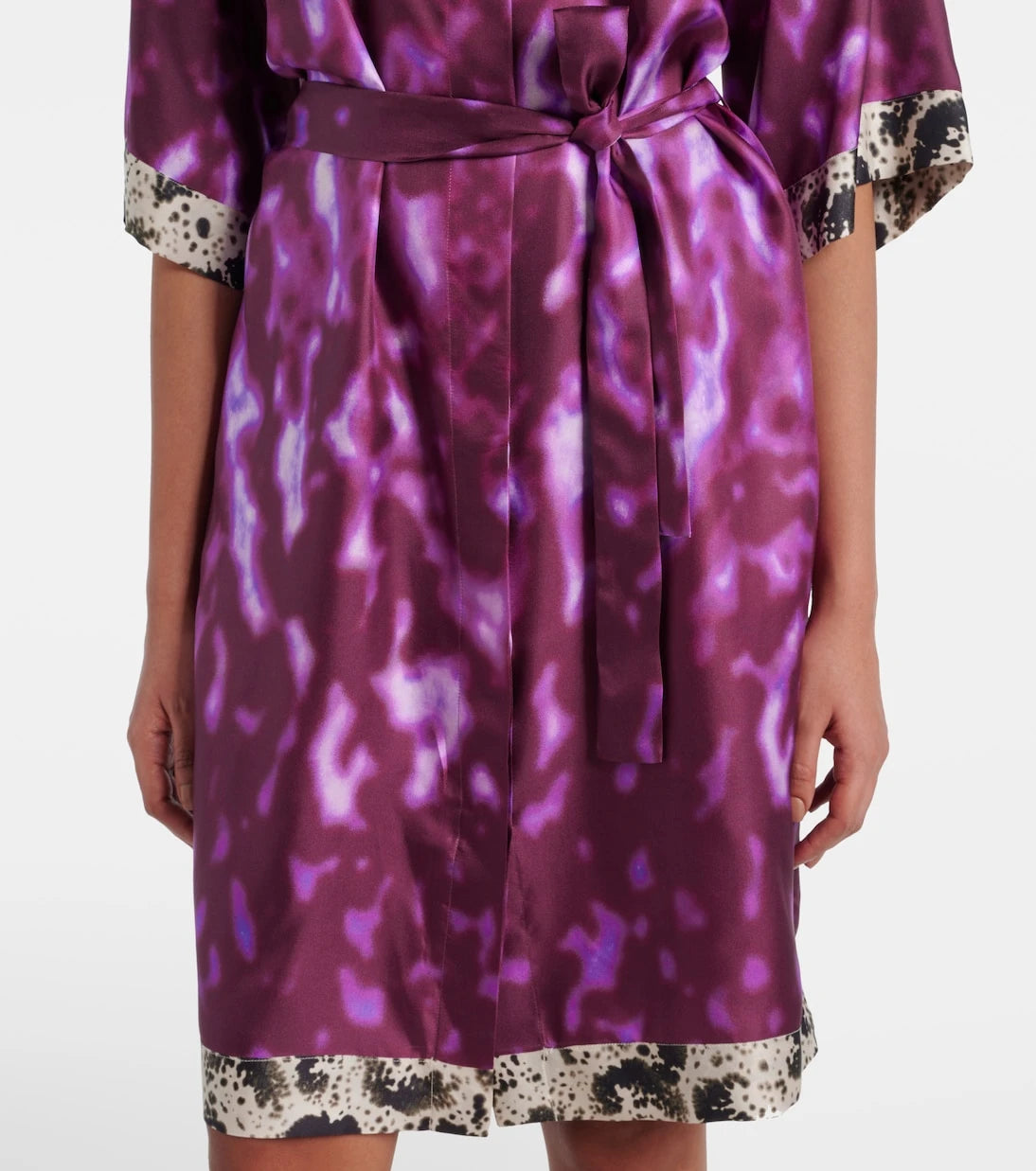 Dries Van Noten - Belted printed silk shirt dress