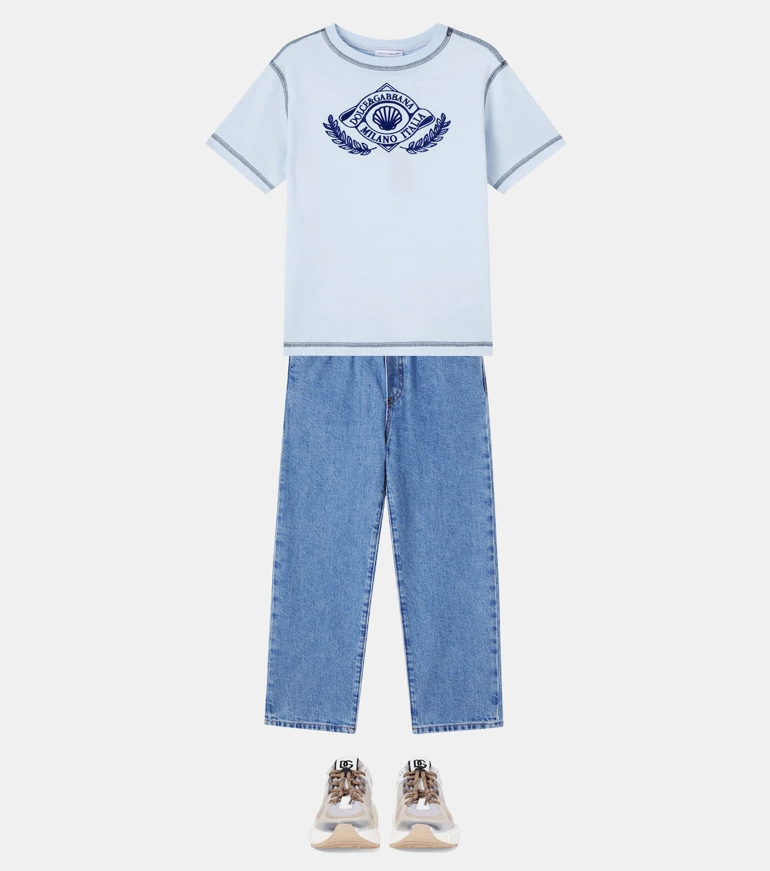 Dolce&Gabbana Kids - DG leather-trimmed sneakers