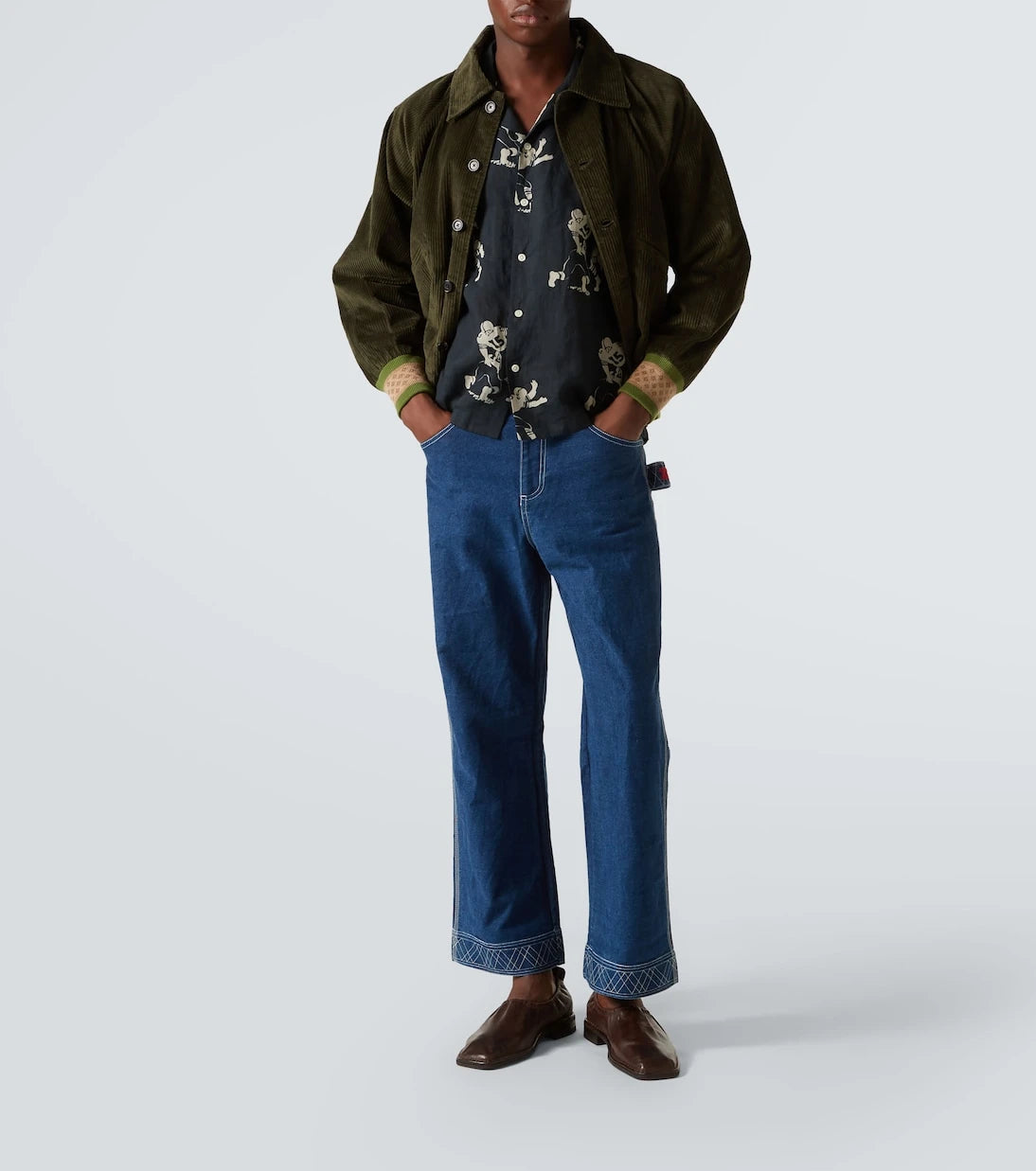 Bode - Knolly Brook embroidered wide-leg jeans
