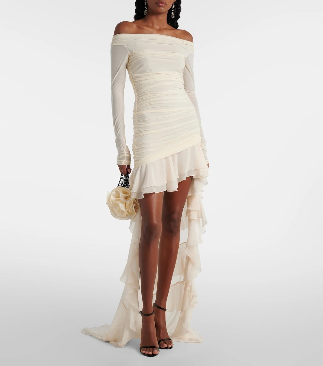 Blumarine - Ruffled jersey and georgette minidress