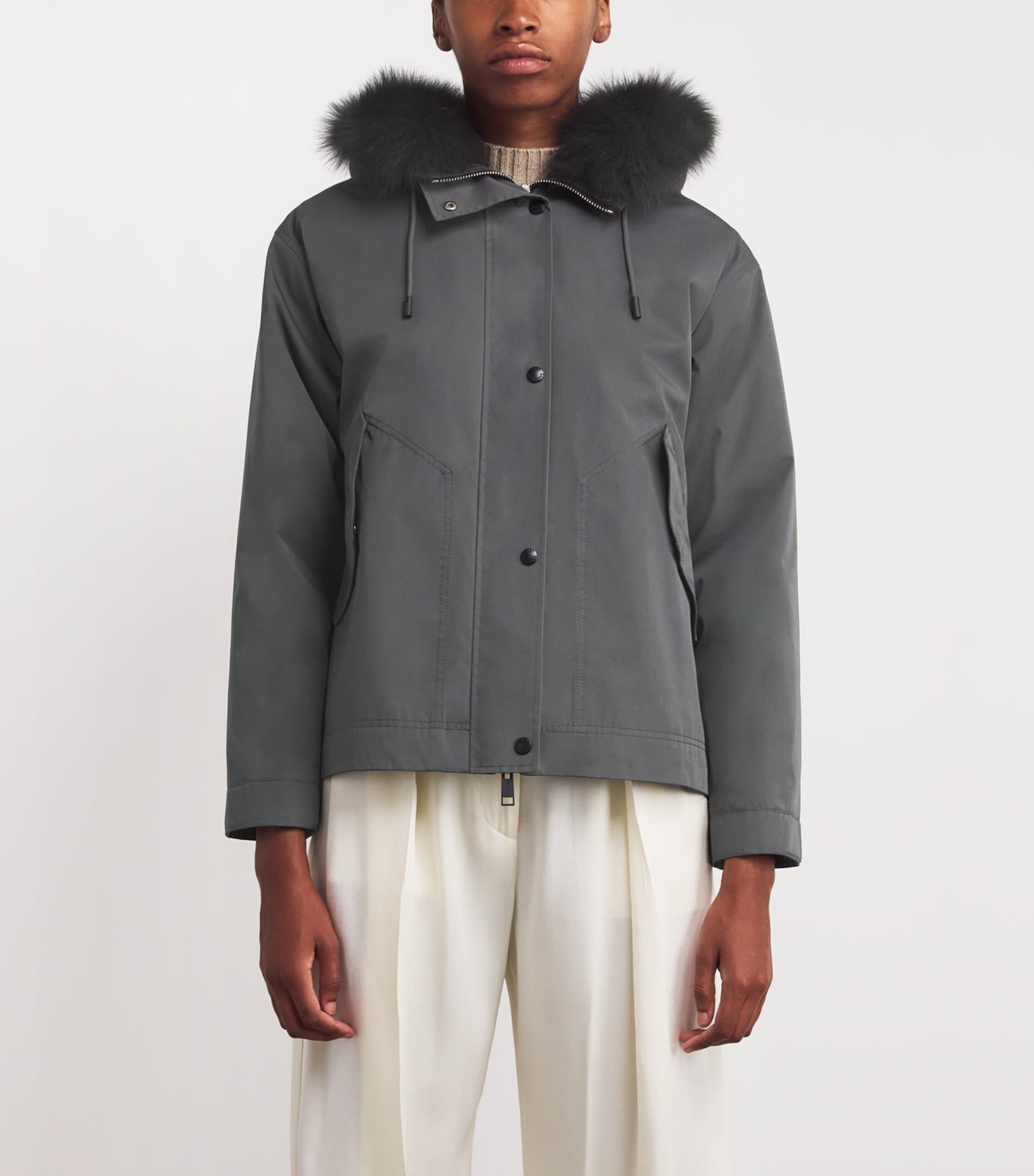 Yves Salomon Waterproof Fur-Trim Parka Coat