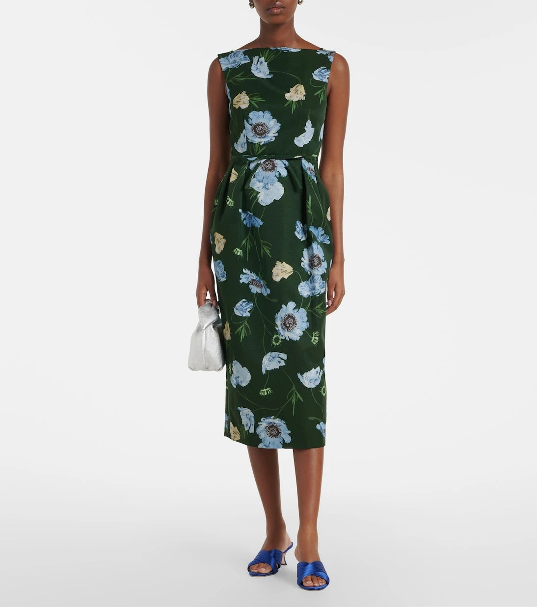 Erdem - Floral cotton-blend faille midi dress