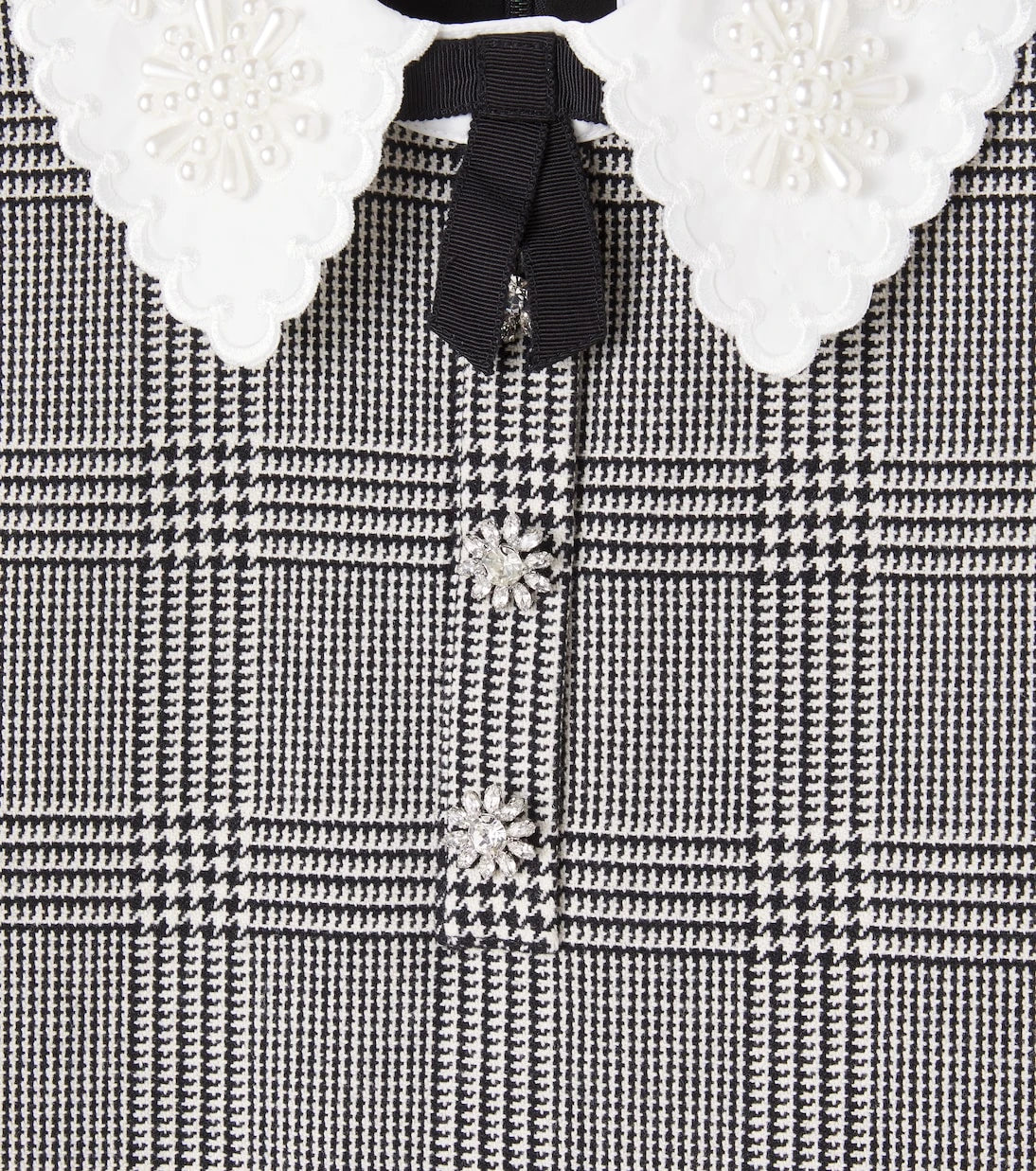 Self-Portrait Kids - Embellished houndstooth wool-blend dress