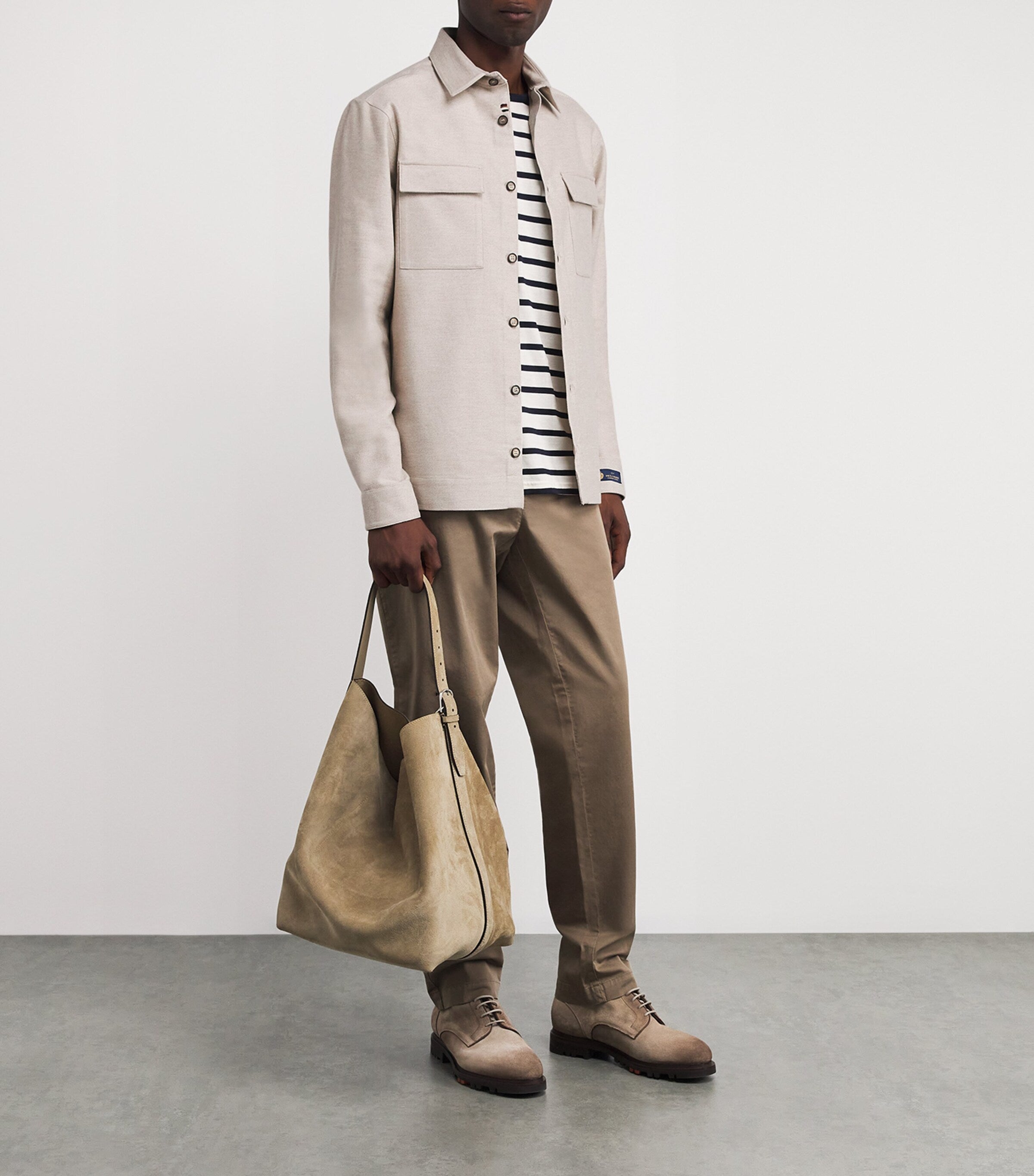Beige Cotton-Cashmere Overshirt