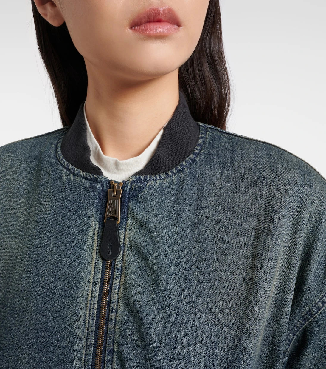 Balenciaga - Distressed denim bomber jacket