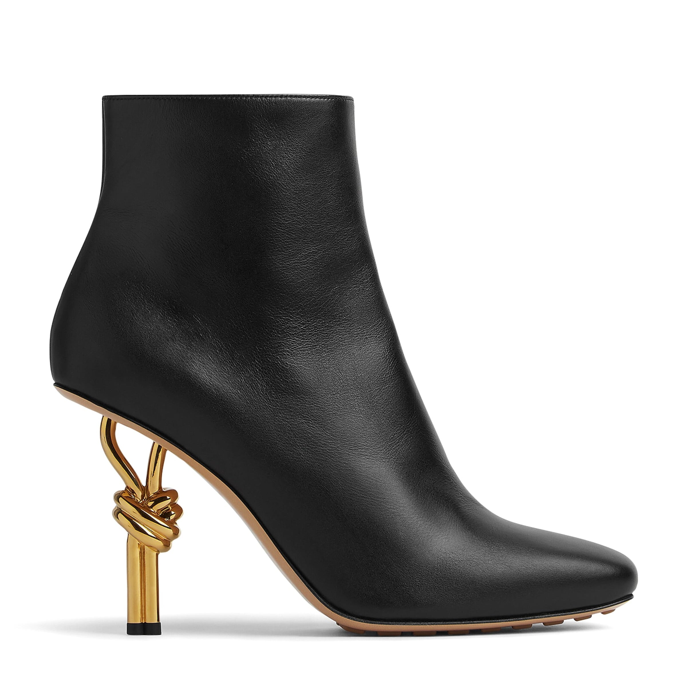 Bottega Veneta Black Calfskin Heeled Ankle Boots 90