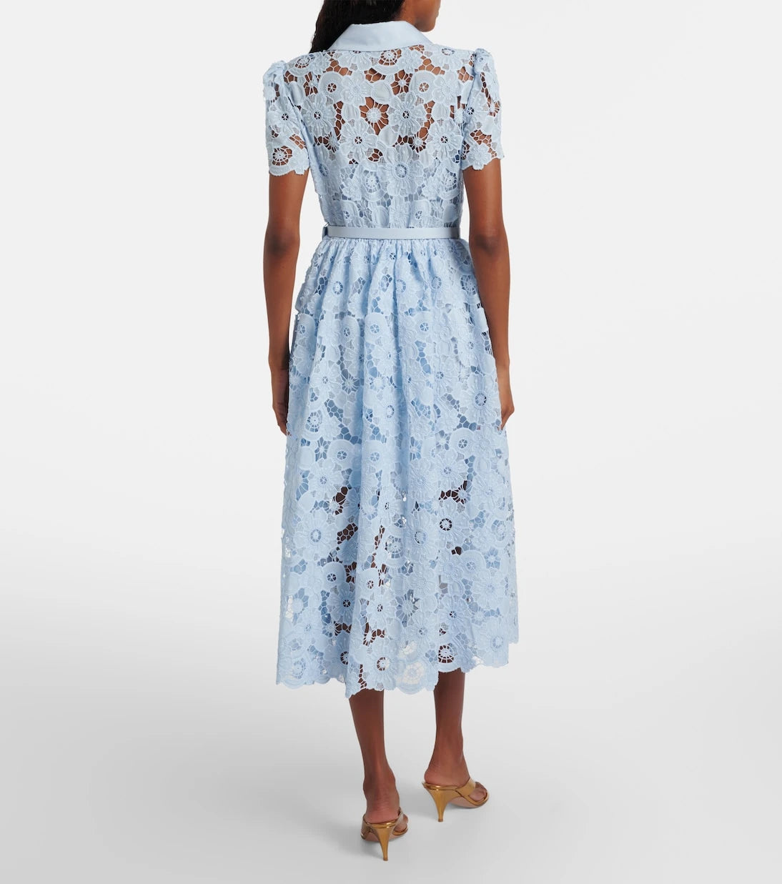 Self-Portrait - Belted lace shirt dress