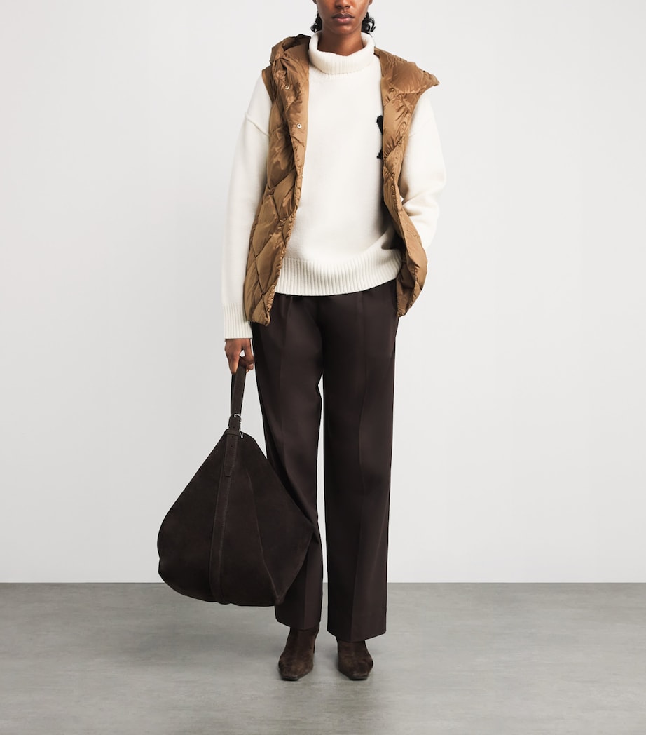 Beige Down Water-Repellent Quilted Gilet