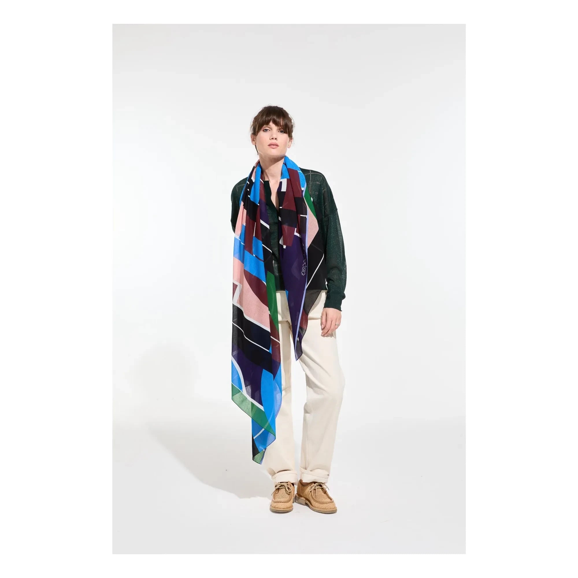 Mapoésie - Le Bal Coton scarf | Blue Green