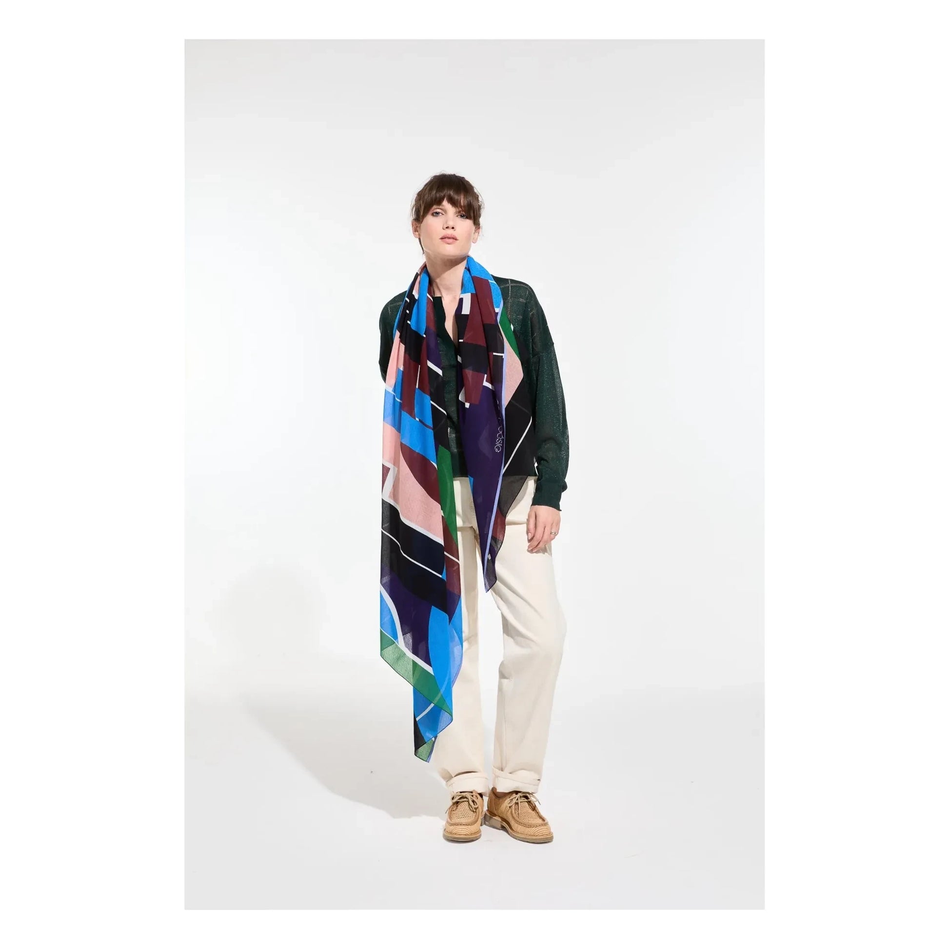 Mapoésie - Le Bal Coton scarf | Blue Green