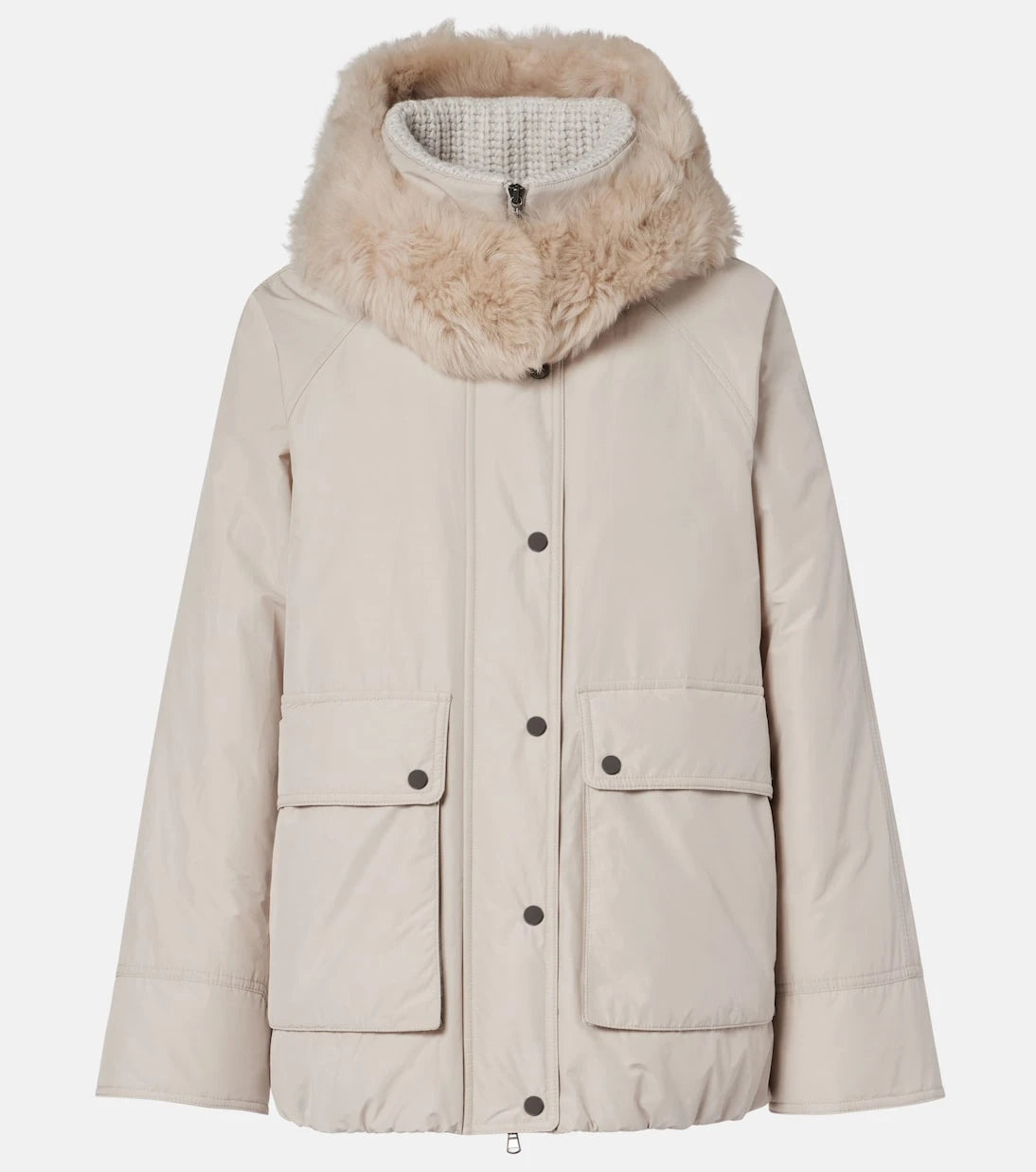 Brunello Cucinelli - Shearling-trimmed taffeta down jacket
