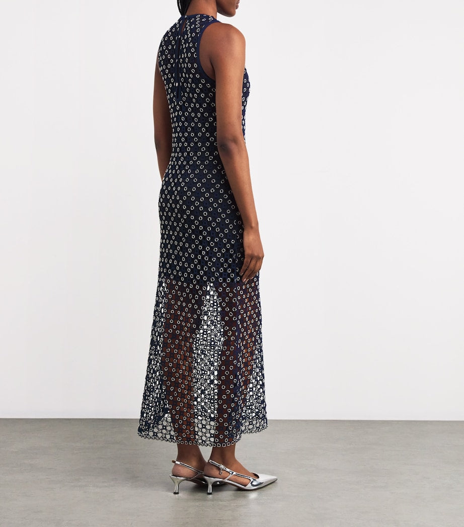Crochet Beaded Midi Dress NAVY
