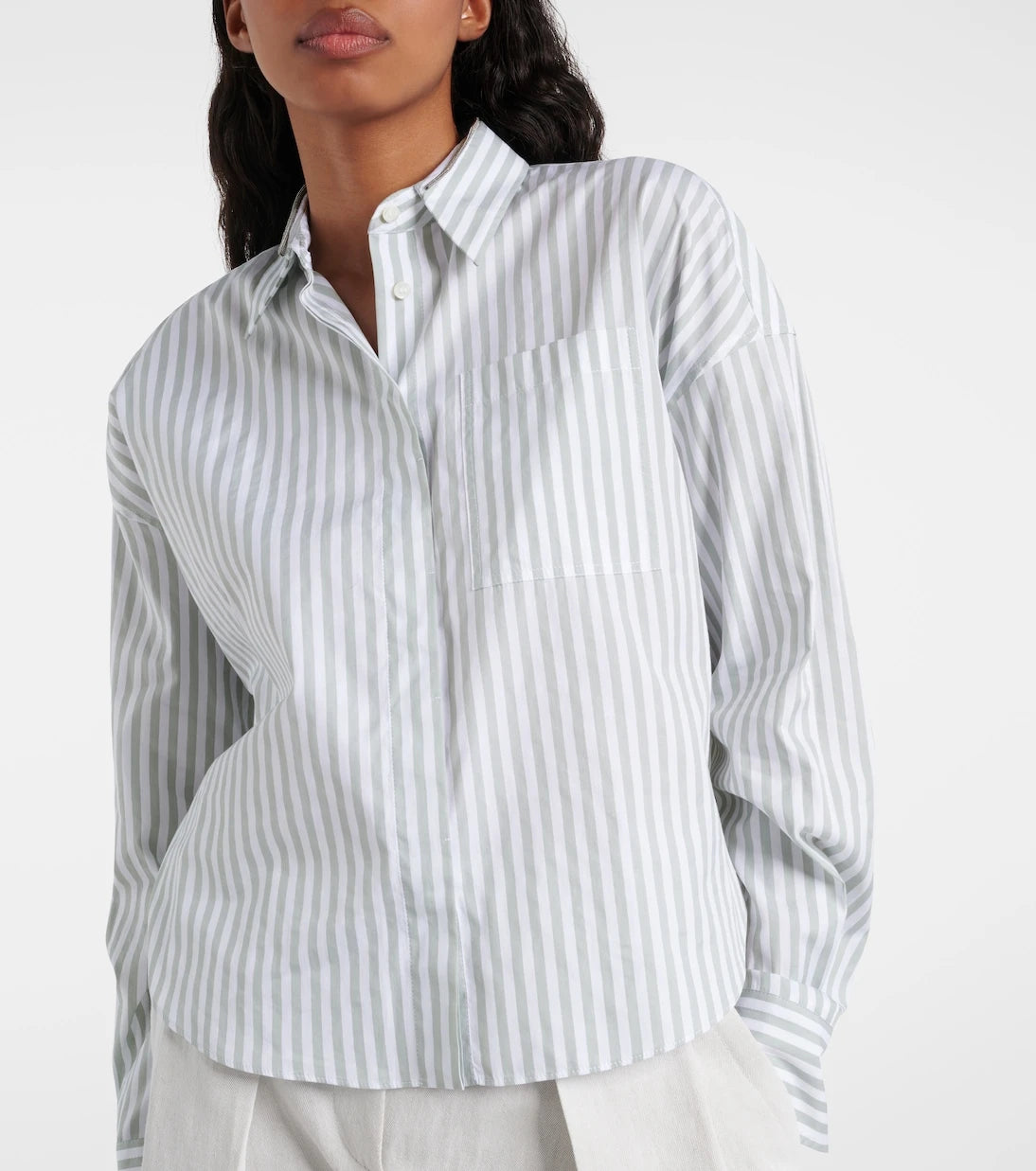 Brunello Cucinelli - Striped cotton and silk poplin shirt