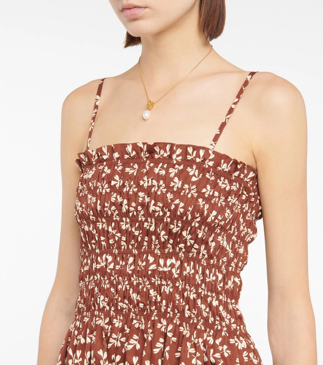 Tory Burch - Printed smocked cotton minidress