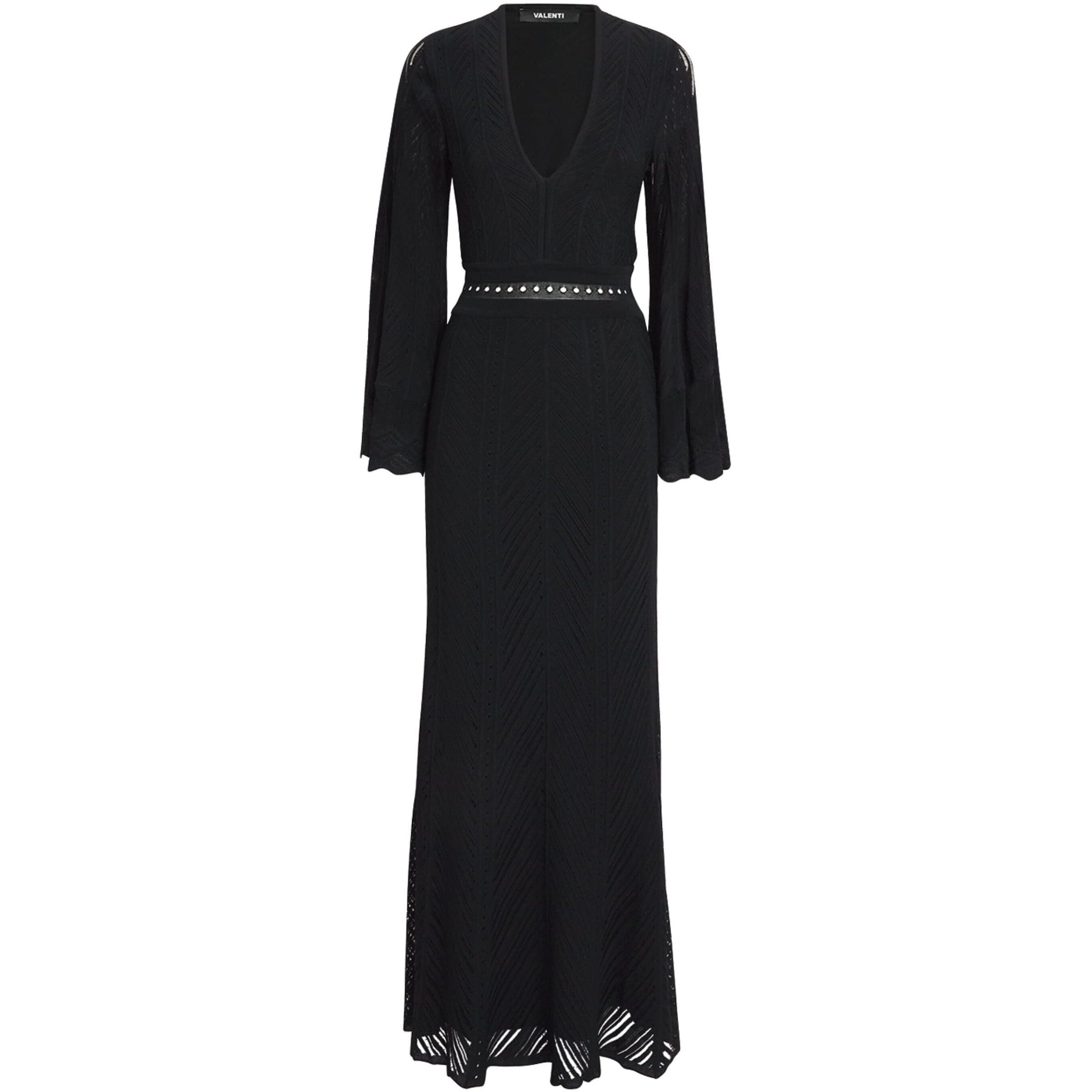 VALENTI Black Knitted Egina Maxi Dress