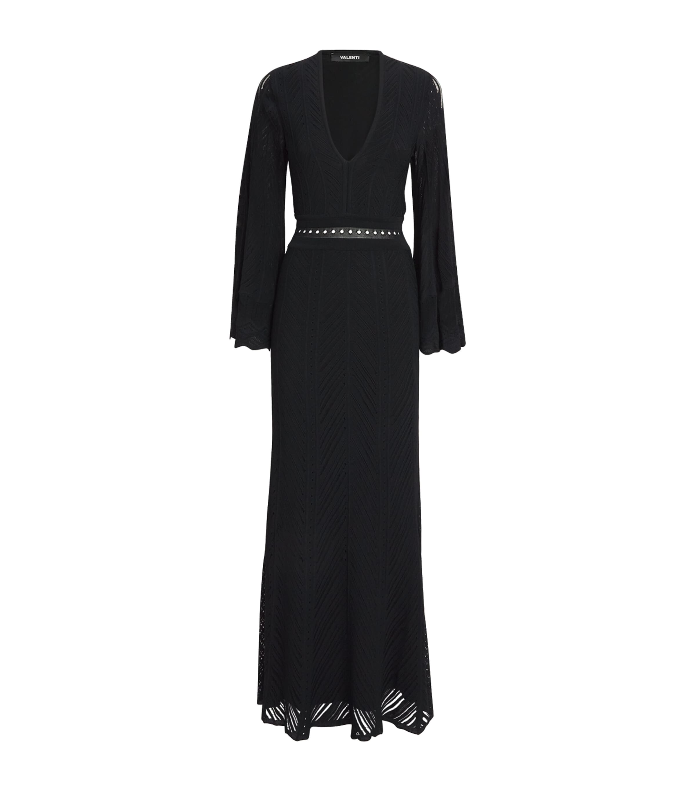 VALENTI Black Knitted Egina Maxi Dress