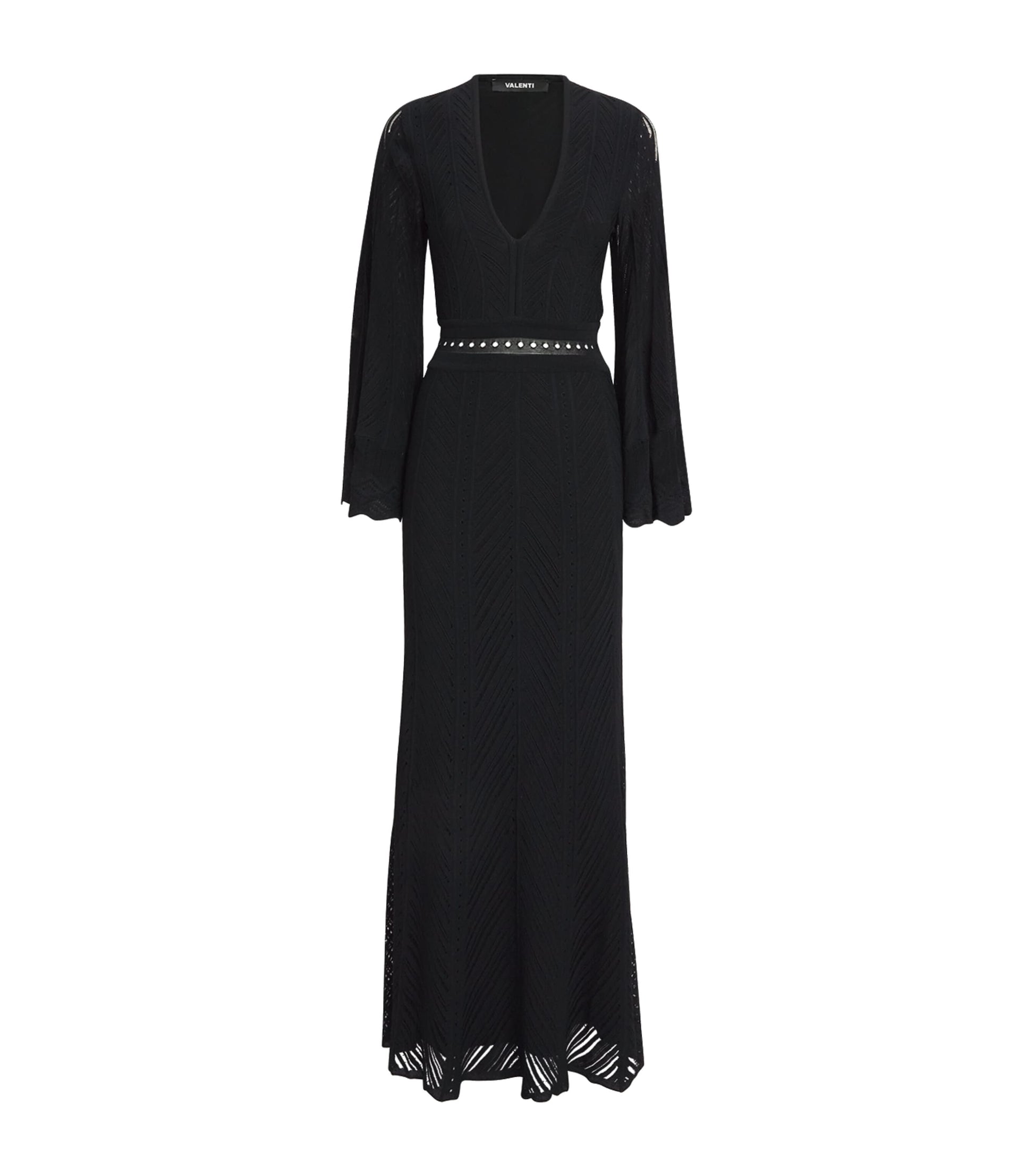 VALENTI Black Knitted Egina Maxi Dress