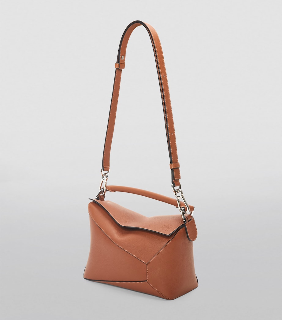 LOEWE Brown Small Leather Puzzle Edge Top-Handle Bag