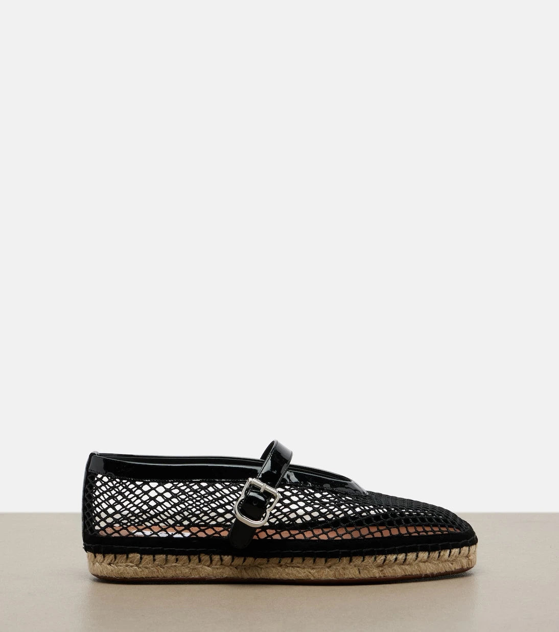Alaïa - Fishnet leather-trimmed espadrilles