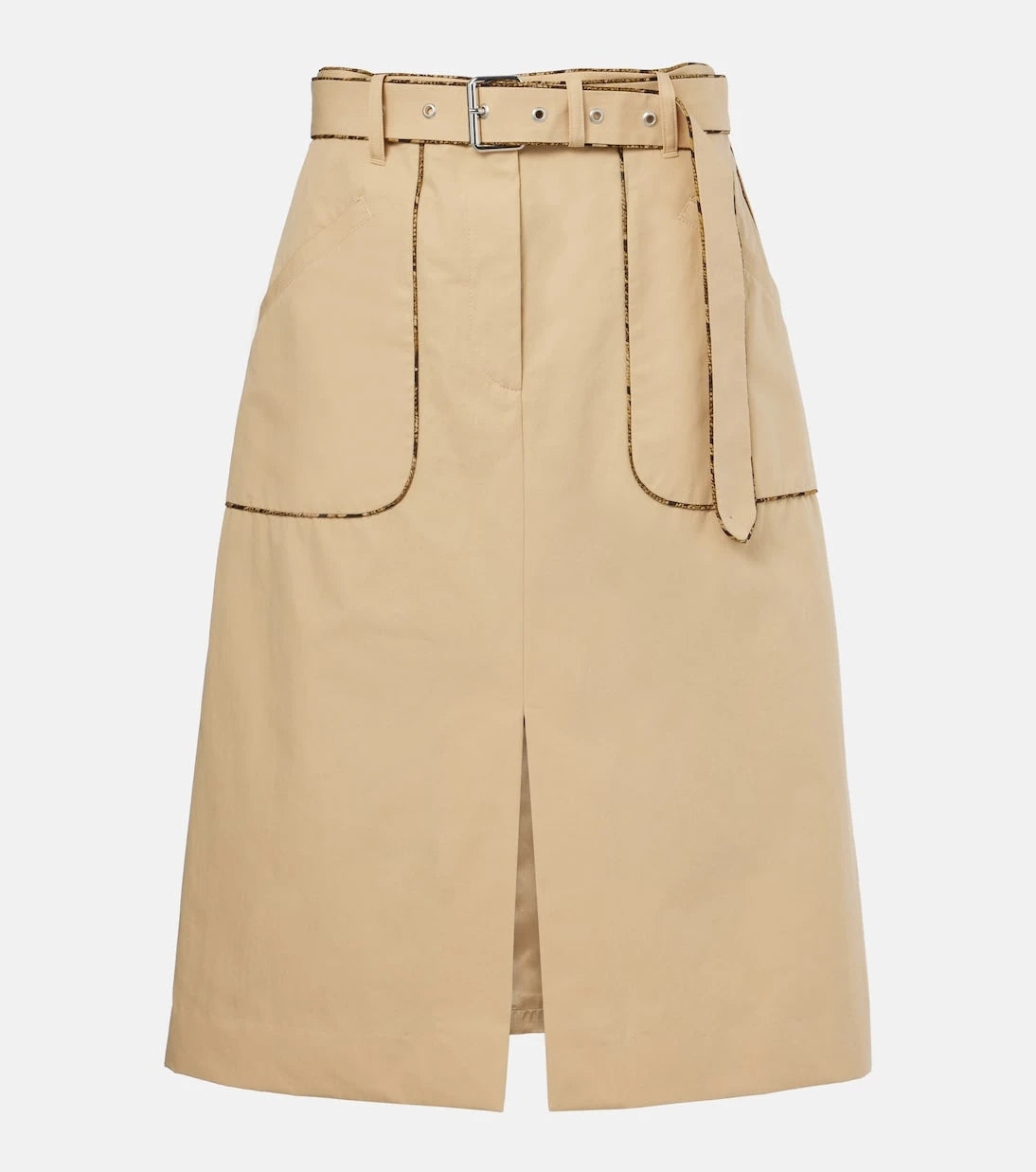 Dries Van Noten - Belted cotton poplin midi skirt