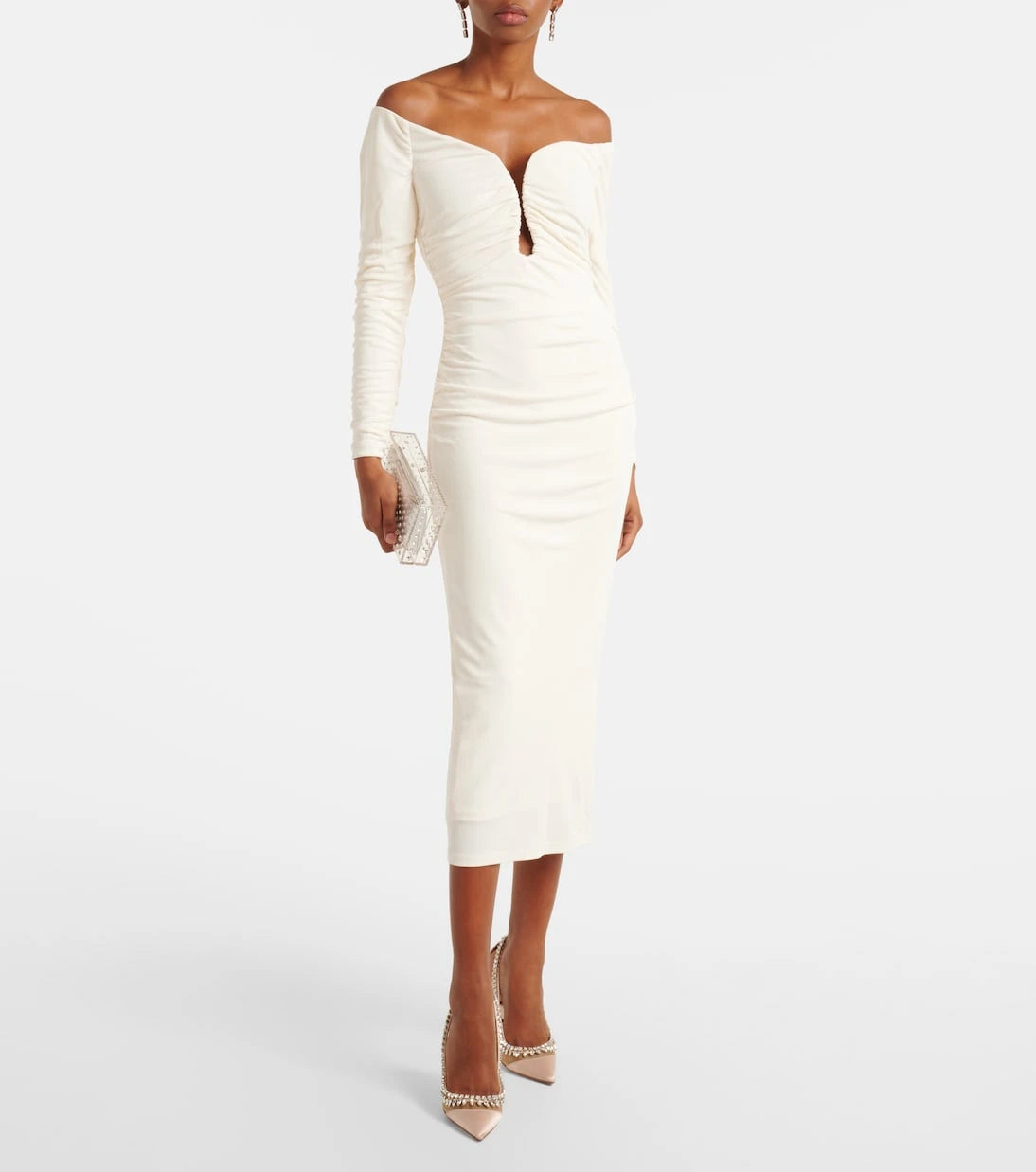Carolina Herrera - Off-shoulder ruched jersey midi dress
