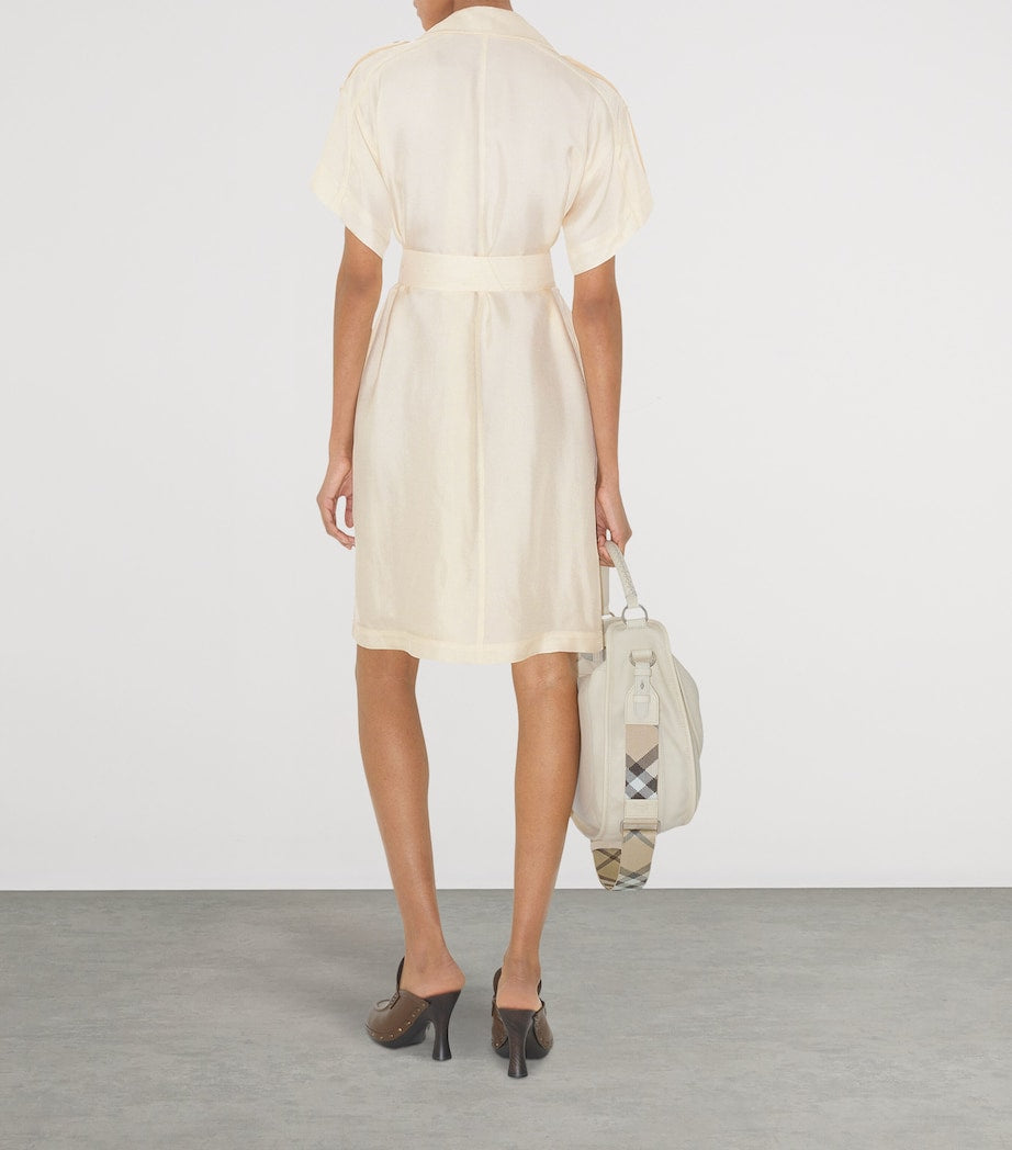 Burberry White Belted Trench Midi Dress