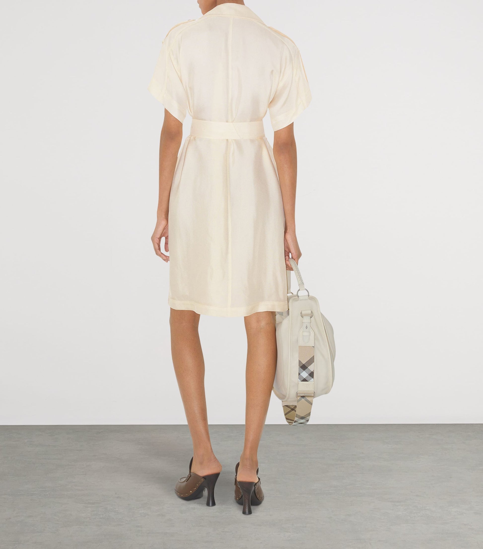 Burberry White Belted Trench Midi Dress