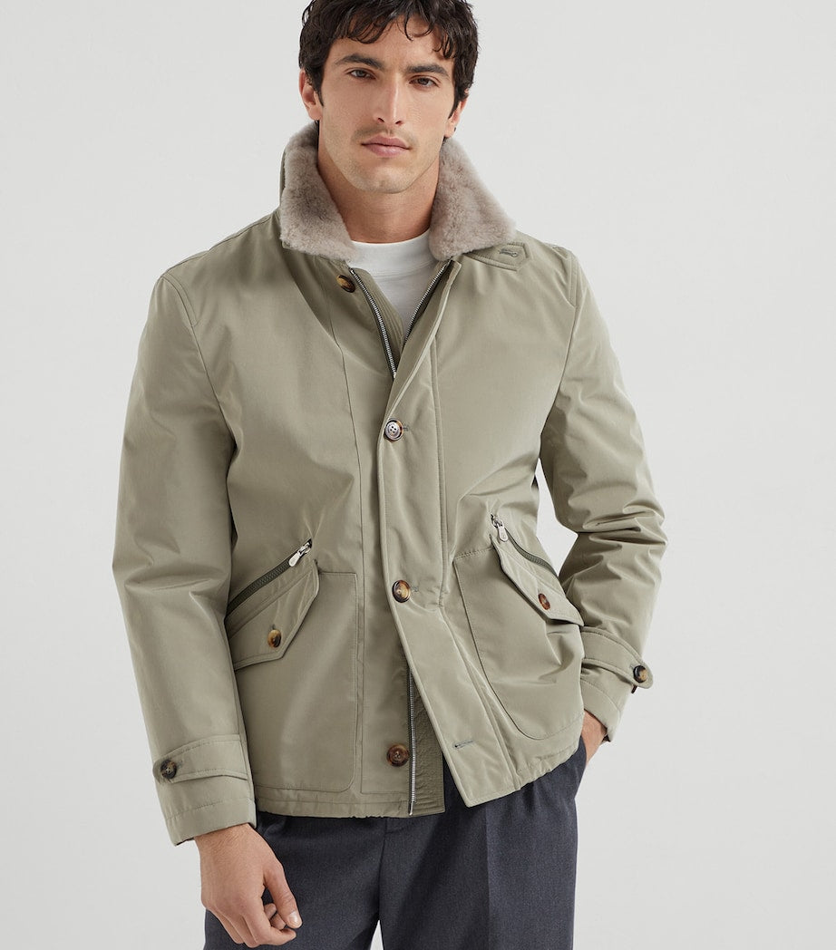 Brunello Cucinelli Brown Water-Resistant Detachable Collar Jacket