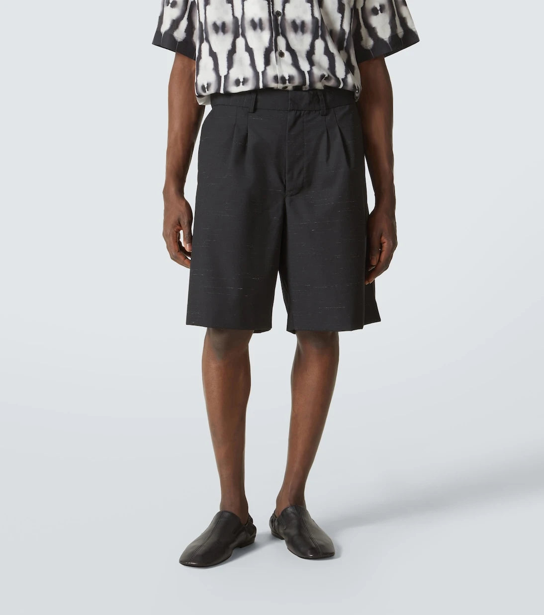 Commas - Heathered cotton and wool shorts