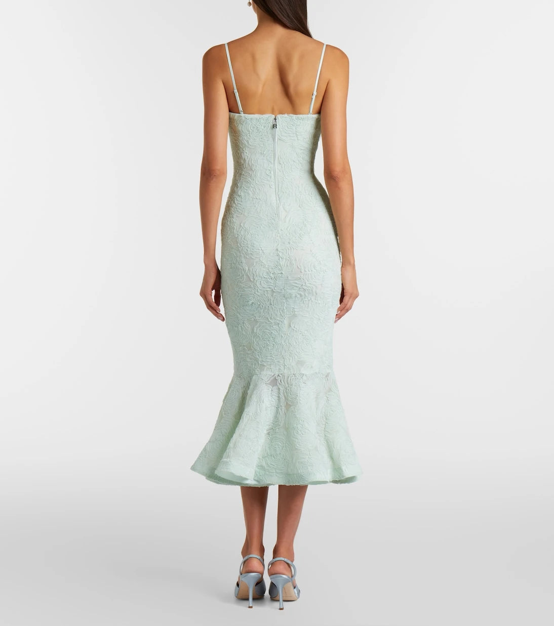 Rotate - Floral-appliqué mesh midi dress