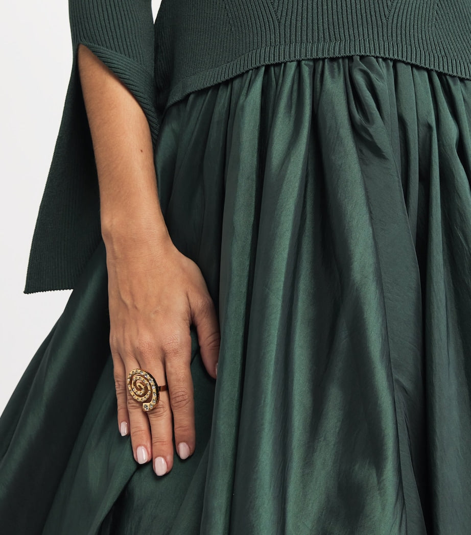 Green Knitted Kenlie Midi Dress