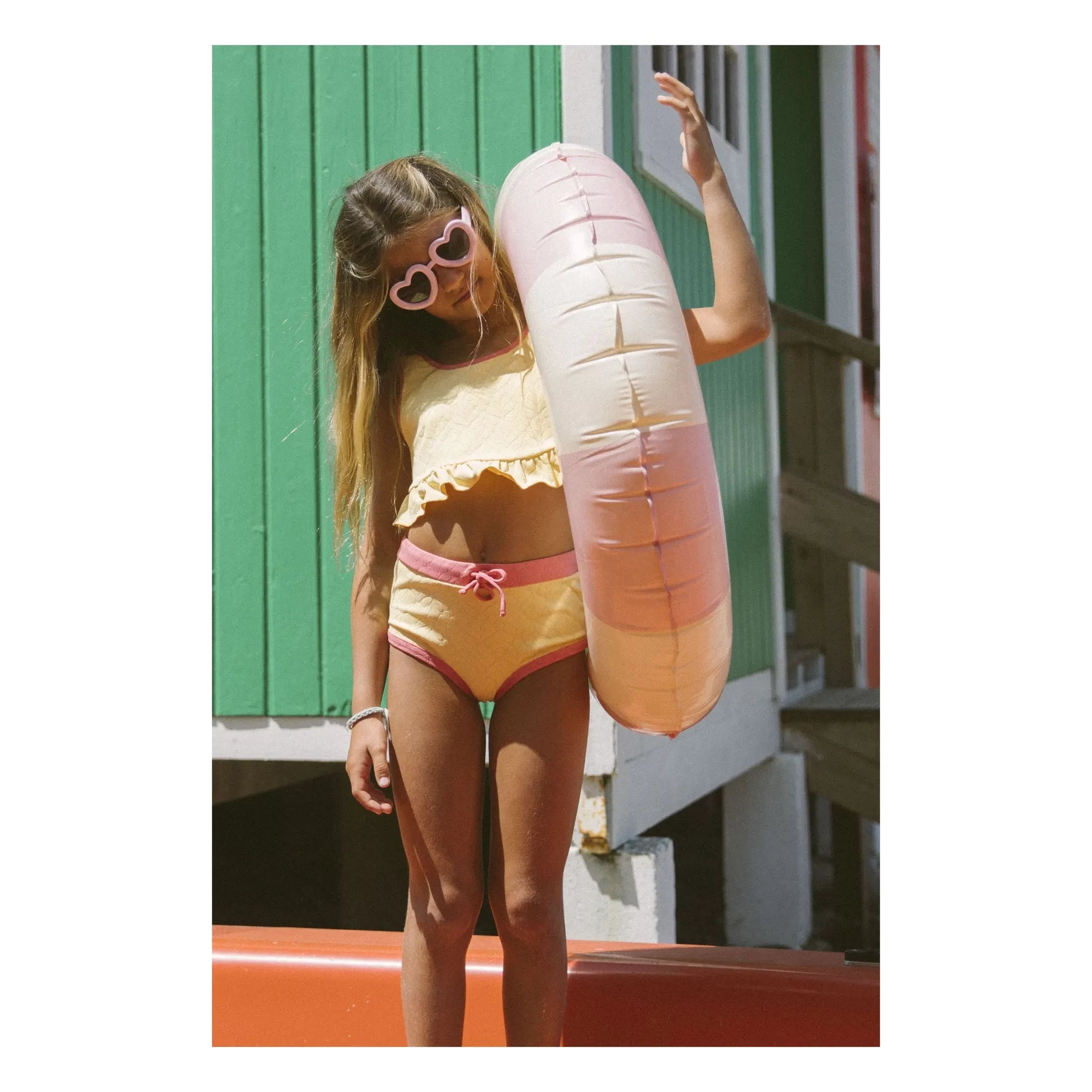 My First Cantê - Mila Feuilles Texturé Ruffle Swimsuit | Pale yellow