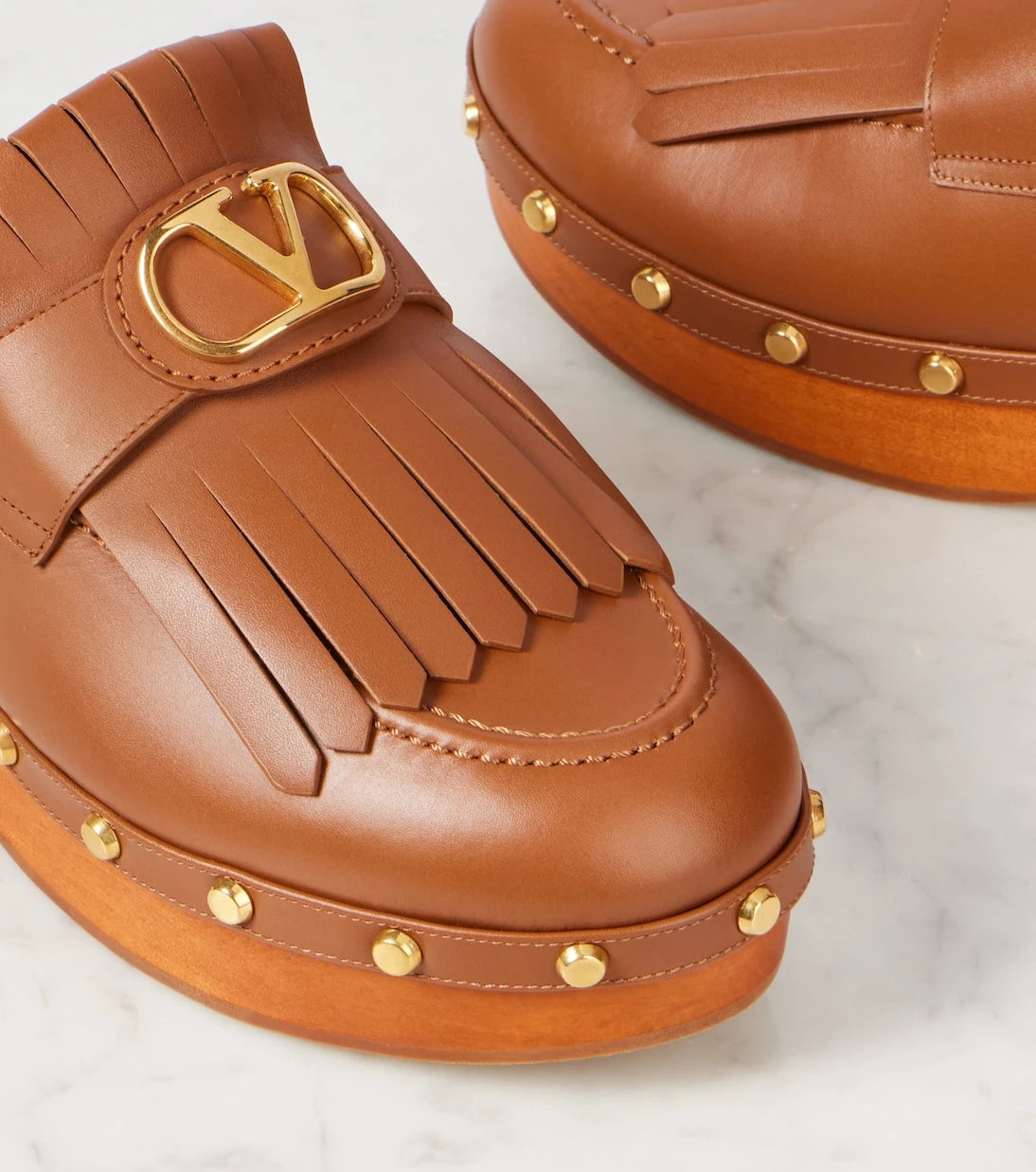 Valentino Garavani - VLogo fringed leather clogs