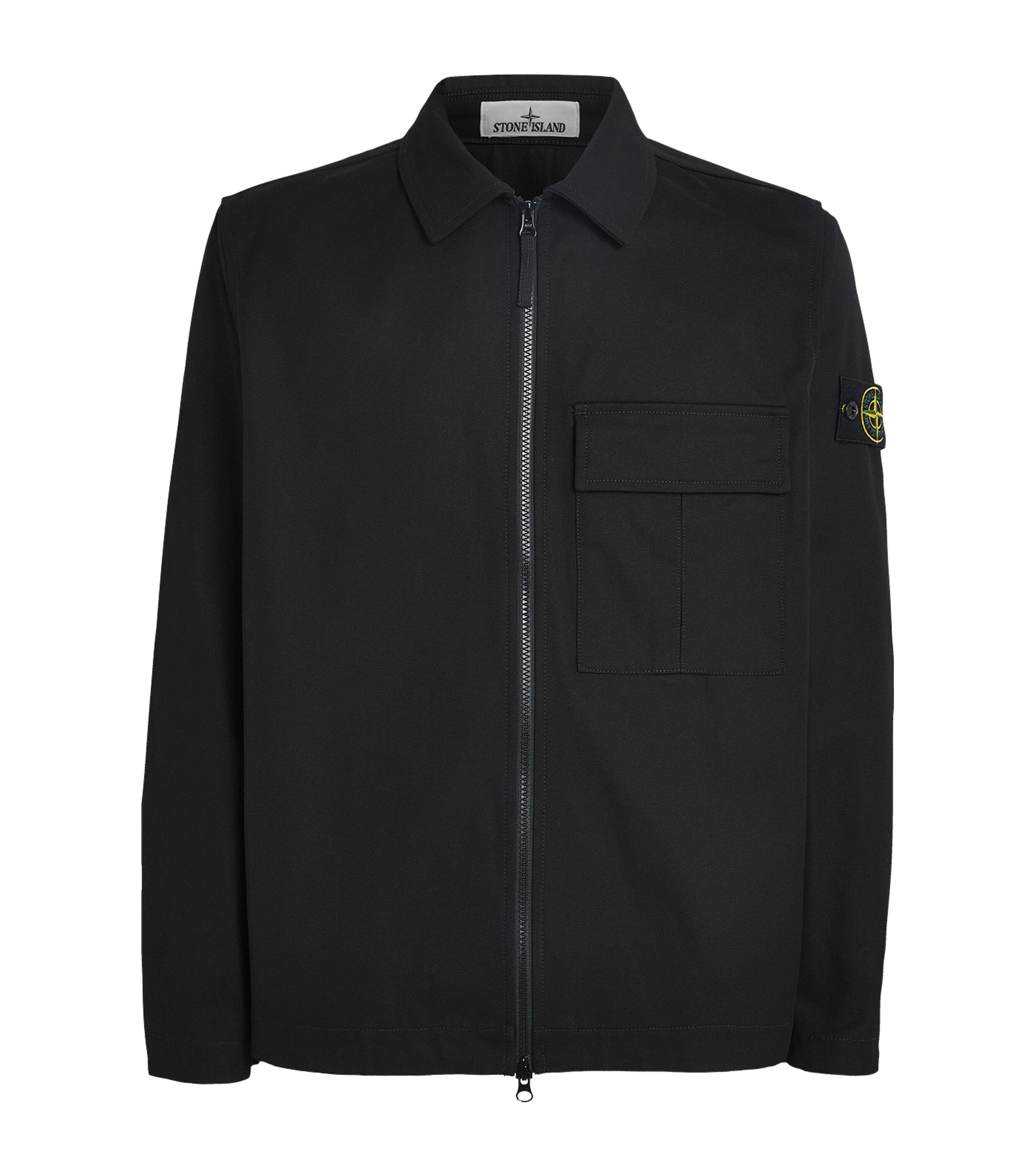 Stone Island Black Panama Cotton Overshirt