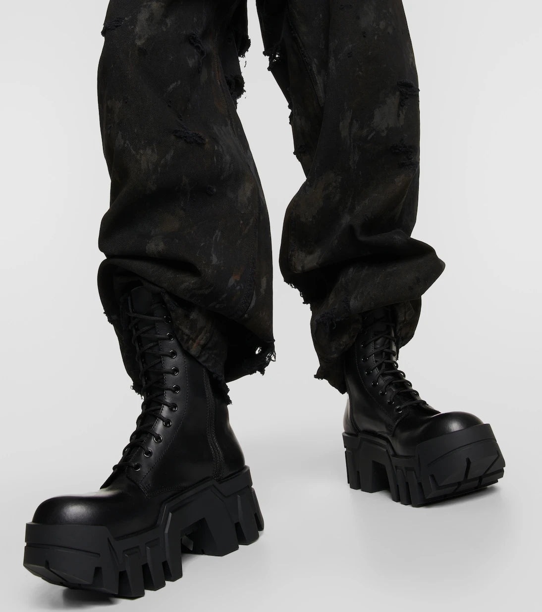 Balenciaga - Bulldozer lace-up leather ankle boots