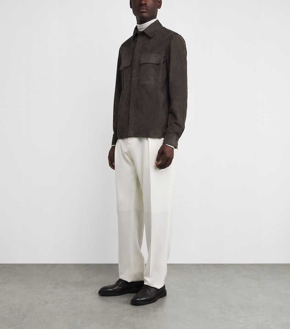 Agnona Brown Suede Overshirt