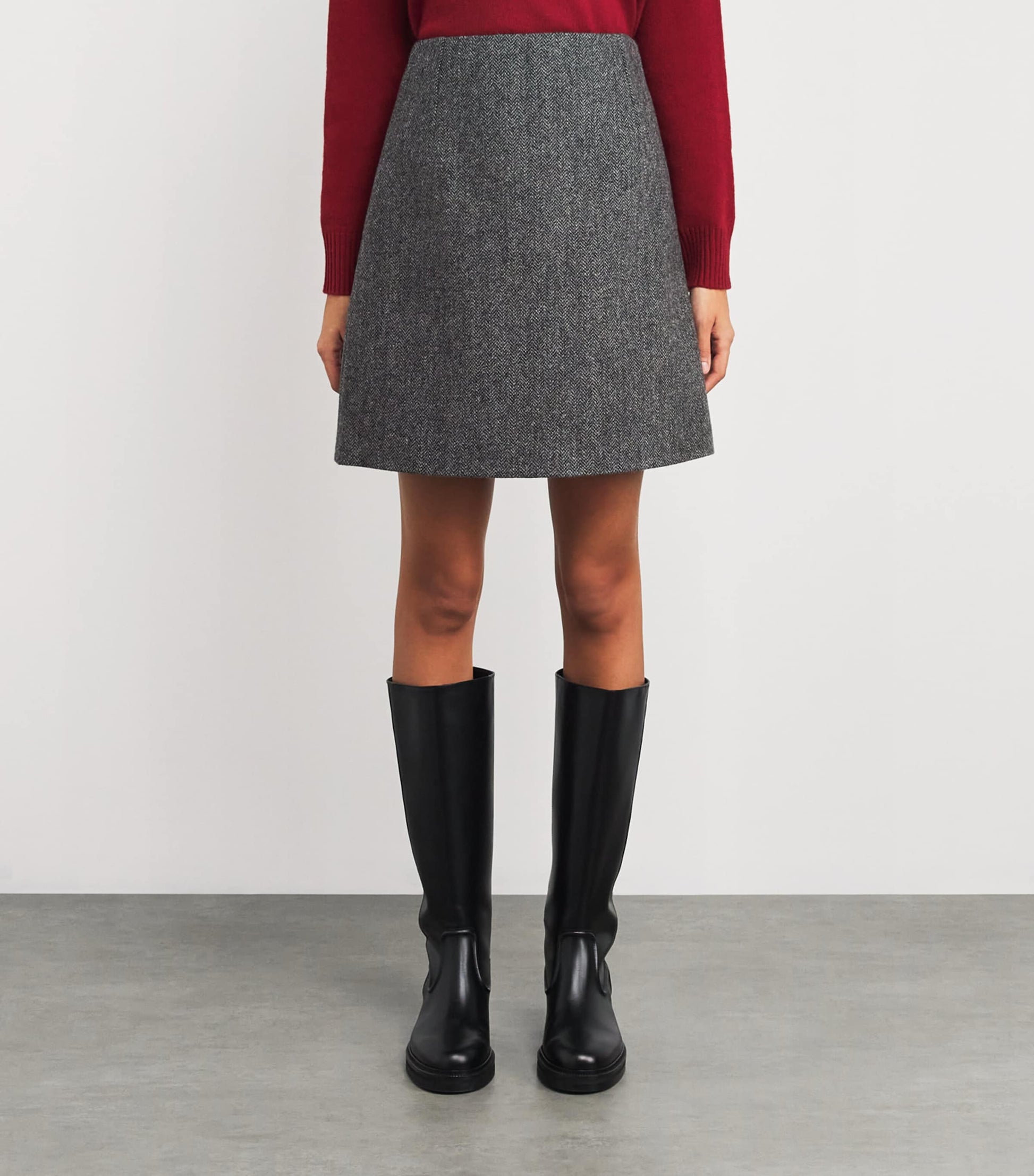 Weekend Max Mara Grey Wool A-Line Skirt