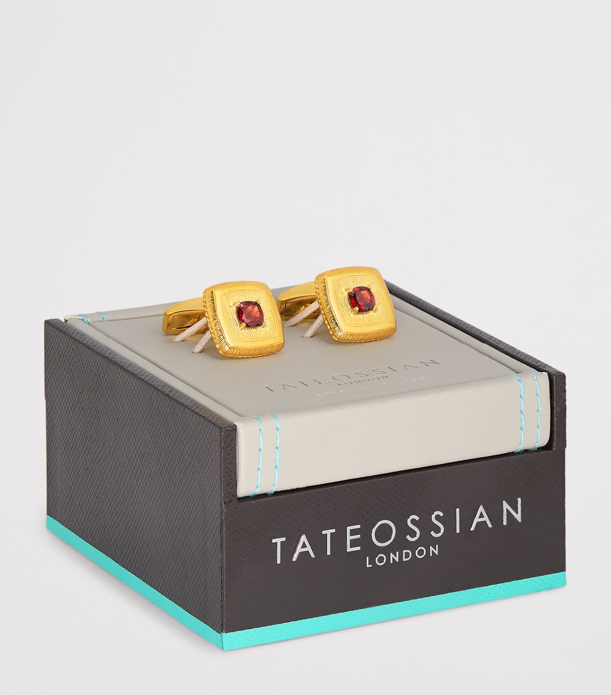 Gold-Plated and Garnet Graffiato Cufflinks