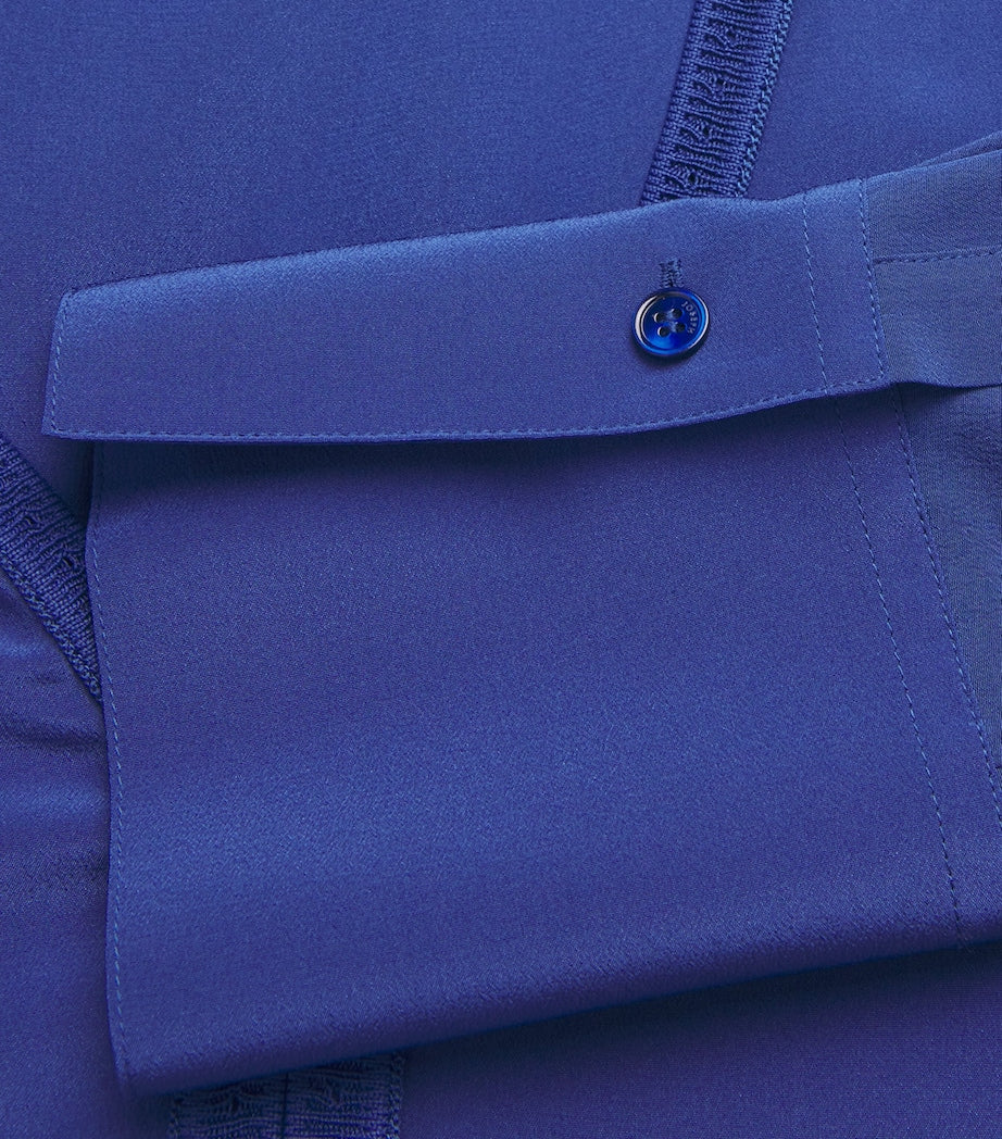 Blue Silk V-Neck Siam Mini Dress