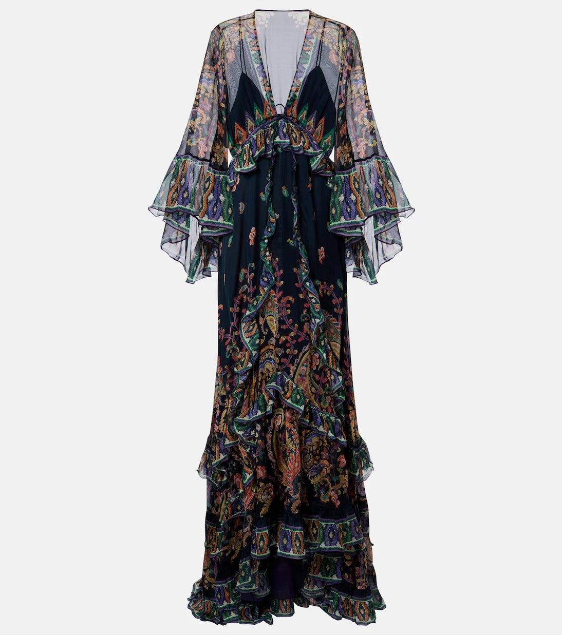 Etro - Paisley tiered silk chiffon gown