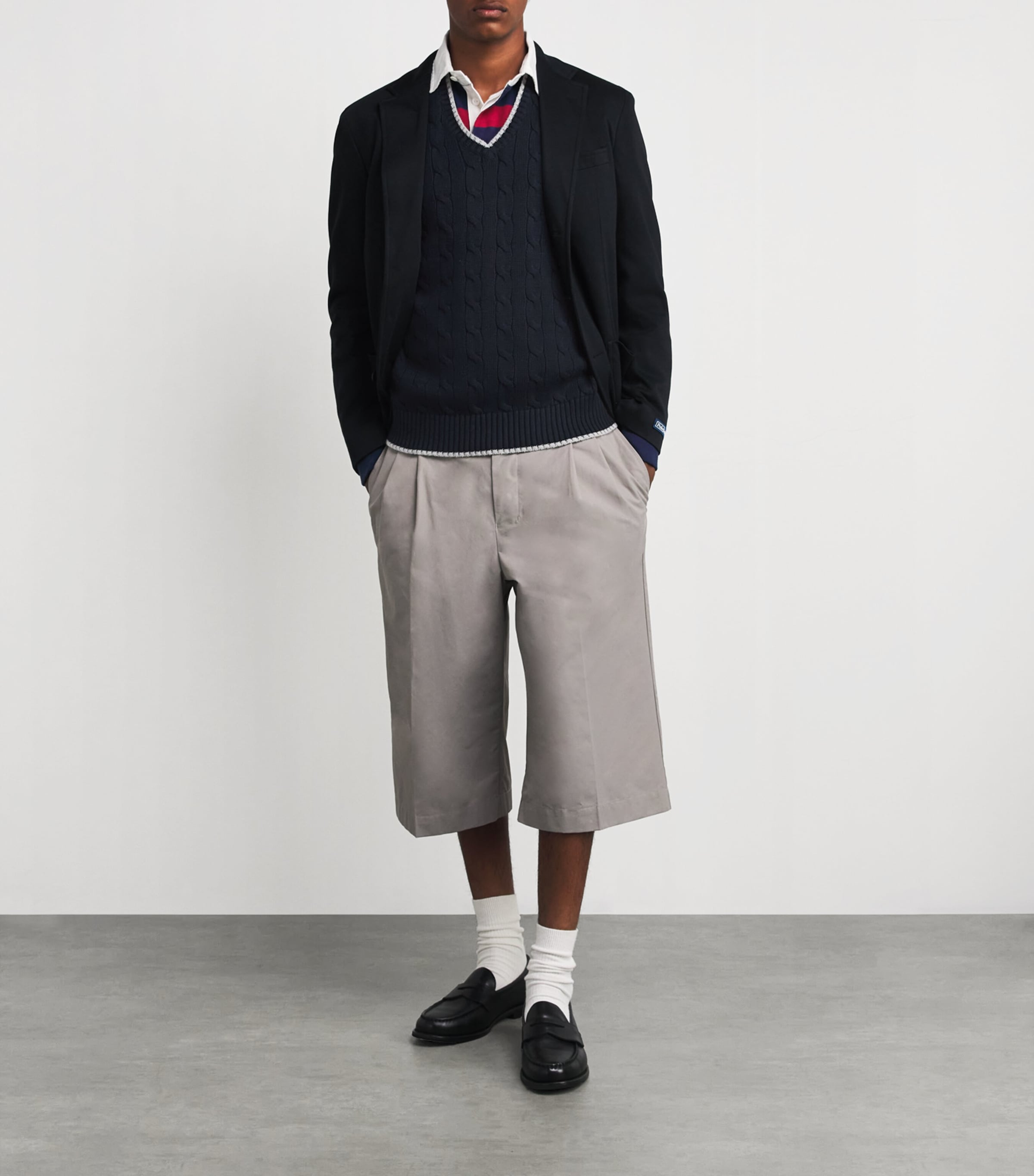 Polo Ralph Lauren Navy Cotton Cable Knit Sweater Vest