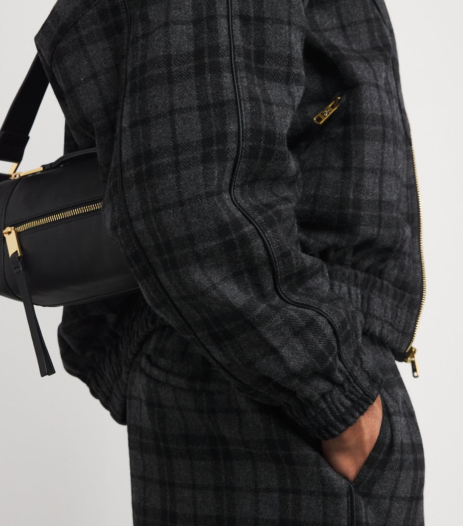 Willy Chavarria Grey Wool-Blend Ruff Rider Bomber Jacket