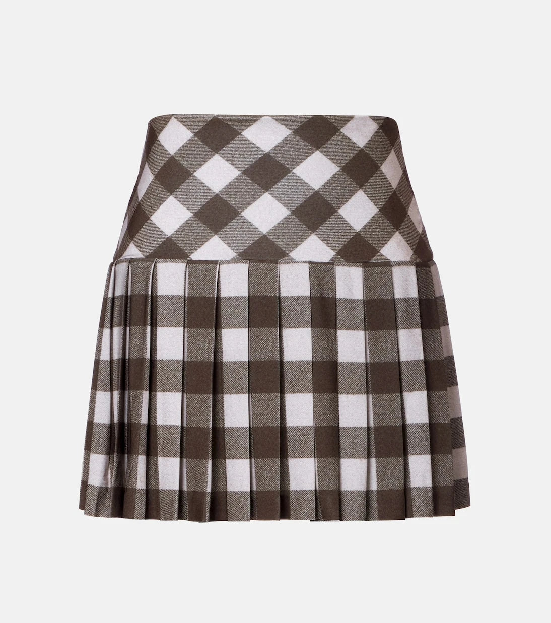 Norma Kamali - Checked pleated miniskirt