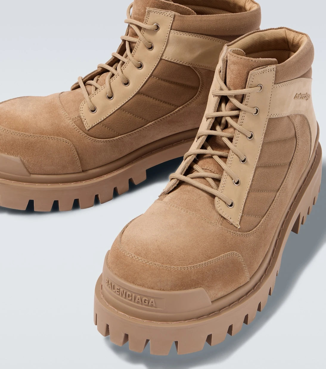 Balenciaga - Combat Strike suede-trimmed lace-up boots