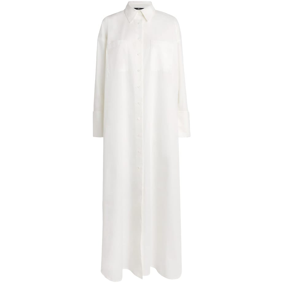 7 For All Mankind White Cotton Shirt Maxi Dress