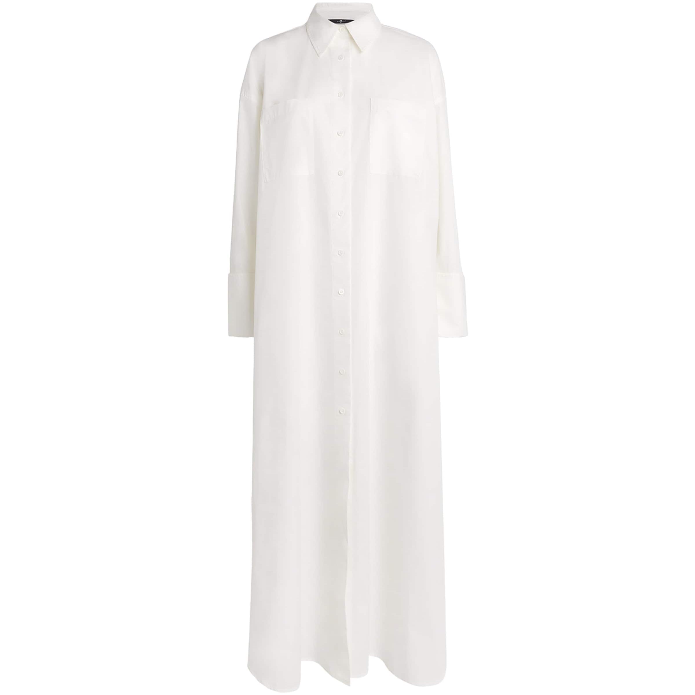 Cotton Shirt Maxi Dress POPELINE WHTE