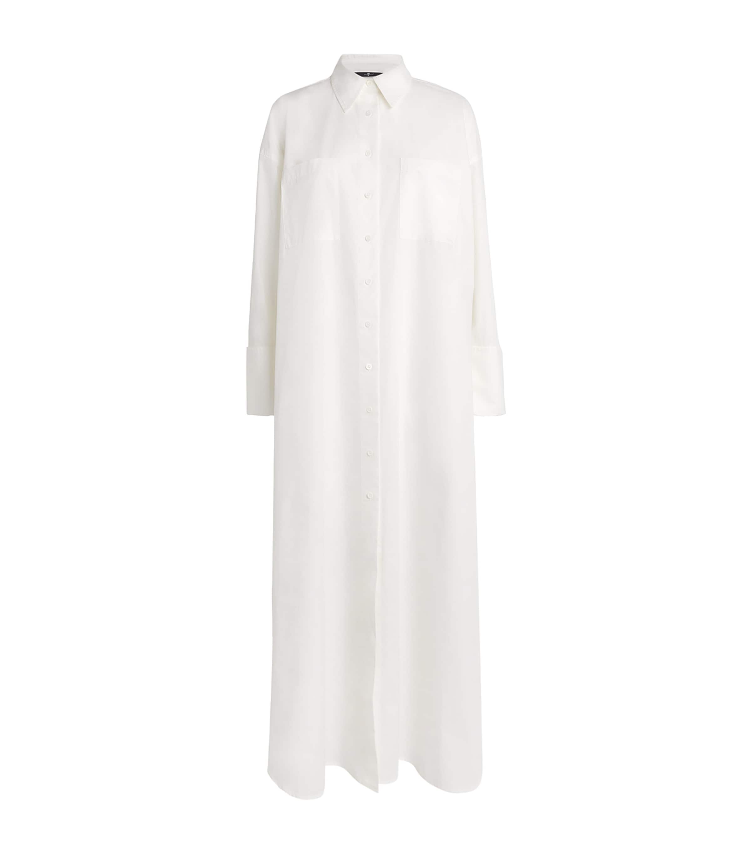 Cotton Shirt Maxi Dress POPELINE WHTE