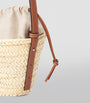 LOEWE Beige x Paula's Ibiza Woven Drawstring Bucket Bag