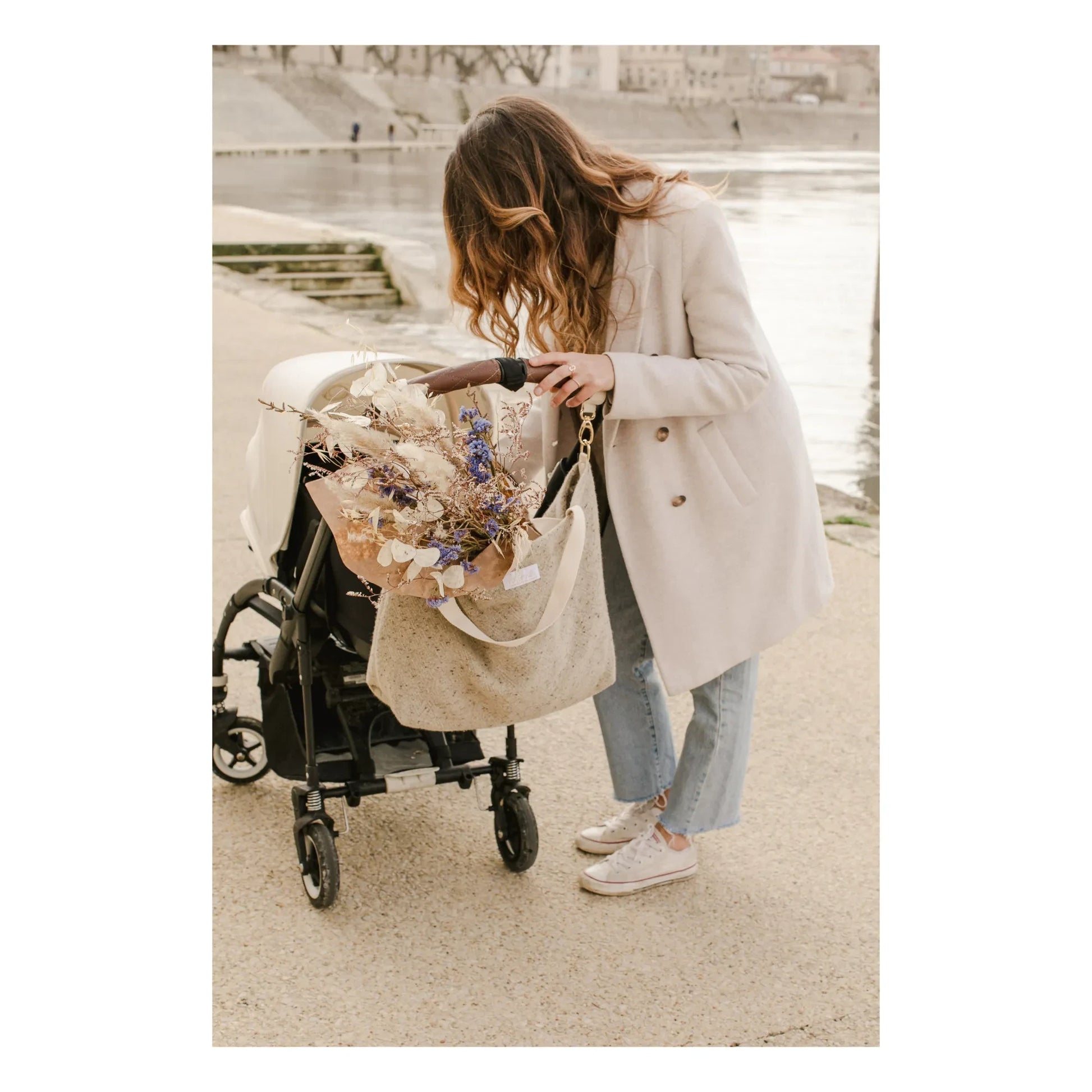Adorna - Anna Wool and Linen Changing Bag | Heather beige
